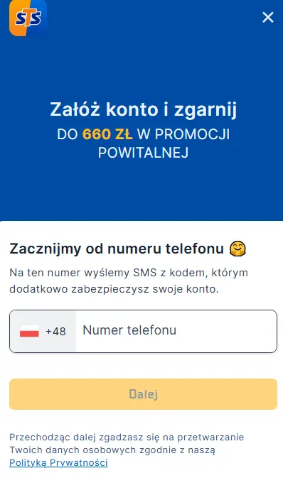 Rejestracja w kasynie STS PL