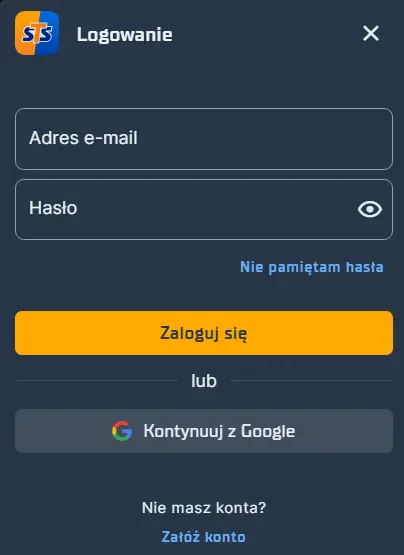 Logowanie członka kasyna STS PL